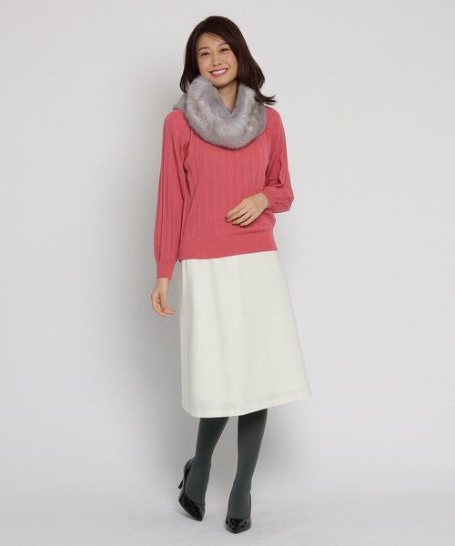 Sunauna(スーナウーナ)の「【洗える】プリーツ編みニット(ニット/セーター・レディース・ベージュ/オフホワイト/グリーン/ブラウン系その他/ピンク系/サックスブルー・38)」の8枚目の写真