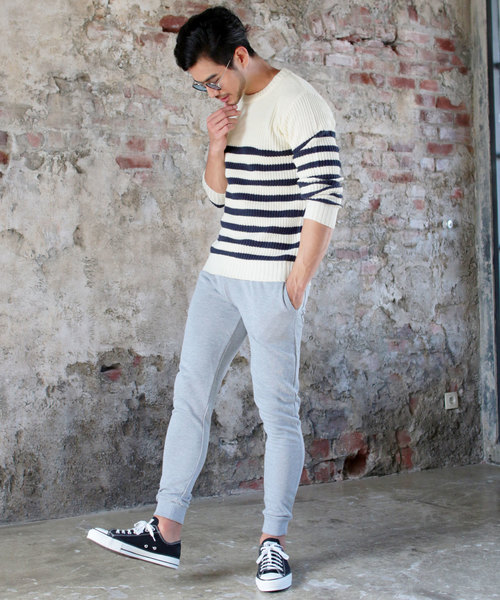 THE CASUAL（カジュアル）の「アクリル畦編みクルーネックニット（ニット/セーター・メンズ・ブラック/ネイビー/レッド/アイボリー/ホワイト系その他/ブラック系その他/杢グレー/キャメル/ブラック系その他2・M/L）」の11枚目の写真