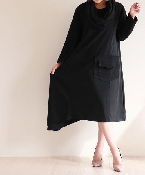 Sawa a la mode（サワアラモード）の「シンプルなコットンワンピースとスヌードのセット（ワンピース・レディース・ブラック・FREE）」の21枚目の写真