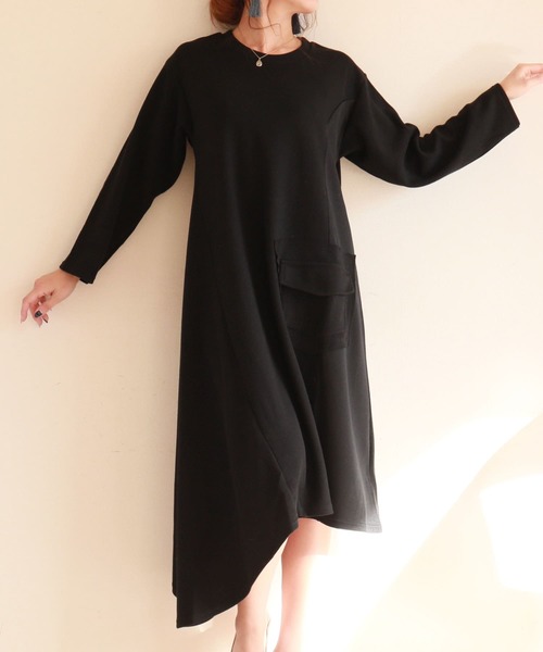 Sawa a la mode（サワアラモード）の「シンプルなコットンワンピースとスヌードのセット（ワンピース・レディース・ブラック・FREE）」の3枚目の写真