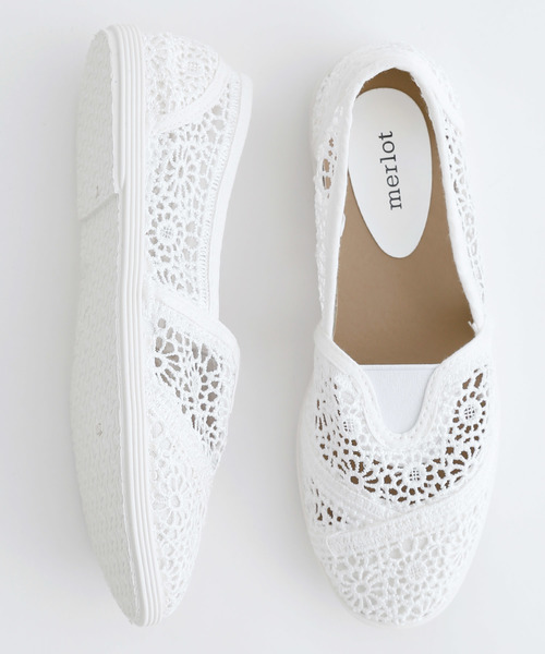 シューズ スリッポンレースフラットシューズ043 7731 スリッポン Merlot メルロー のファッション