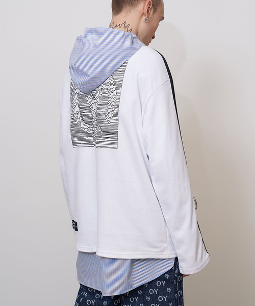 OY(オーワイ)の「スリーブライン長袖Tシャツ/カットソー(Tシャツ/カットソー・メンズ・ホワイト/ブラック/オレンジ・FREE)」の4枚目の写真