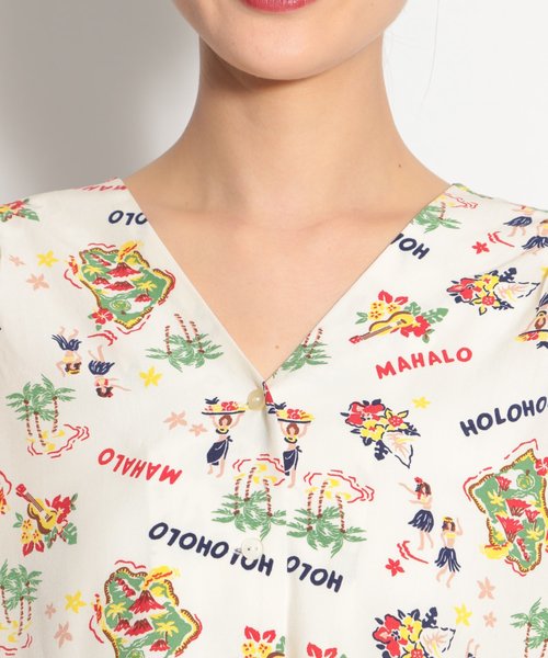 niko and...（ニコアンド）の「POPアロハVネックフレアブラウス（シャツ/ブラウス・レディース・アイボリー/ブラック/ネイビー/イエロー/レッド・MEDIUM/LARGE）」の14枚目の写真