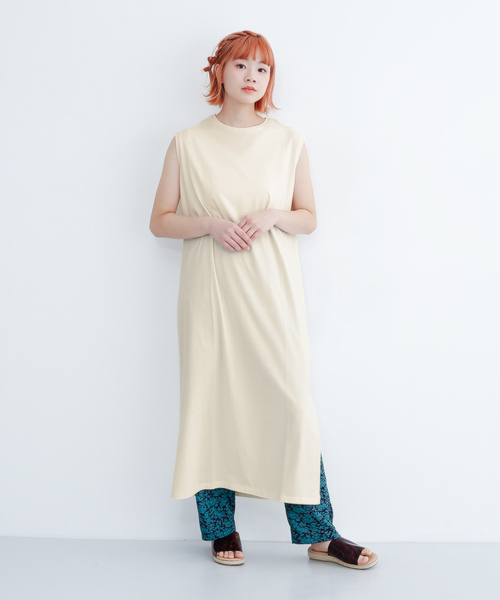 シルケットノースリブワンピース079-7198 シルケットノースリブワンピース079-7198