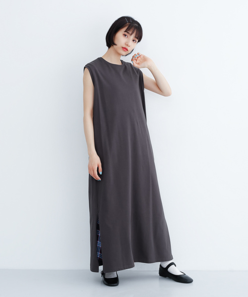 シルケットノースリブワンピース079-7198 シルケットノースリブワンピース079-7198