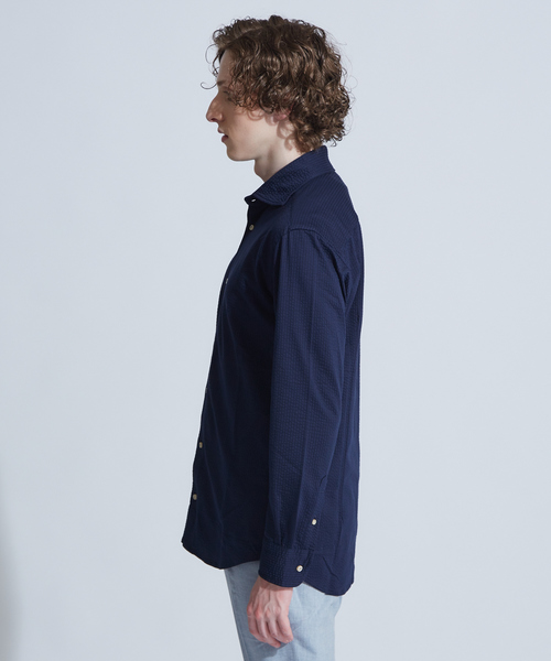 ABAHOUSE(アバハウス)の「【Recency of Mine】36G Silkyサッカージャージーシャツ(シャツ/ブラウス・メンズ・ネイビー/ダークネイビー・46/50/48/44)」の4枚目の写真