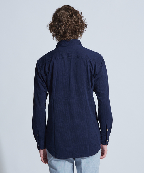ABAHOUSE(アバハウス)の「【Recency of Mine】36G Silkyサッカージャージーシャツ(シャツ/ブラウス・メンズ・ネイビー/ダークネイビー・46/50/48/44)」の5枚目の写真