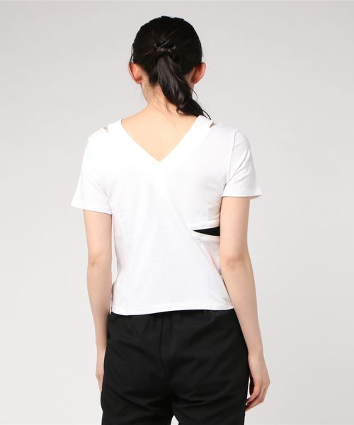 ENVYM（アンビー）の「カッティングＴ－ＳＨ（Tシャツ/カットソー・レディース・ベージュ/ブラック/ピンク/ホワイト・FREE）」の6枚目の写真