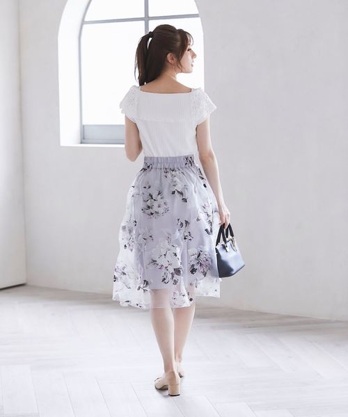 tocco closet（トッコ　クローゼット）の「フラワープリントフレアスカート（スカート・レディース・ピンク/パープル系その他・M）」の5枚目の写真