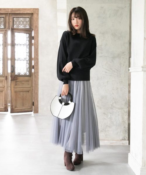 Newlyme（ニューリーミー）の「ボトルネックリブニットトップス（ニット/セーター・レディース・ベージュ/オフホワイト/グレー/ボルドー/ブラック・MEDIUM/LARGE）」の12枚目の写真