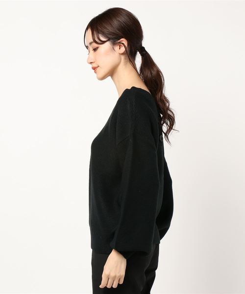 STYLEBLOCK（スタイルブロック）の「ガーター編み2wayネックセーター（ニット/セーター・レディース・ブラック/ベージュ/ピンク系その他/ブラウン系その他/オフホワイト・M）」の6枚目の写真