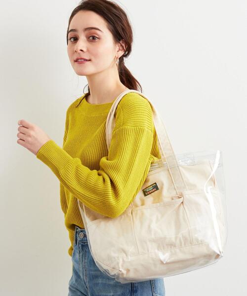 green label relaxing（グリーンレーベルリラクシング）の「[別注][エルエルビーン]L.L.Bean SC PVC MID トートバッグ（トートバッグ・レディース・ベージュ/ネイビー/オフホワイト/オリーブ・FREE）」の2枚目の写真