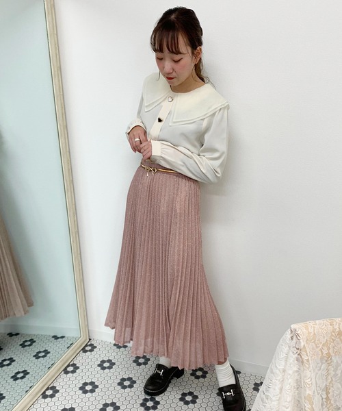 apres jour（アプレジュール）の「プリーツラメクロススカート【ZOZOTOWN限定アイテム】（スカート・レディース・ブラック/ピンクベージュ・フリー）」の9枚目の写真