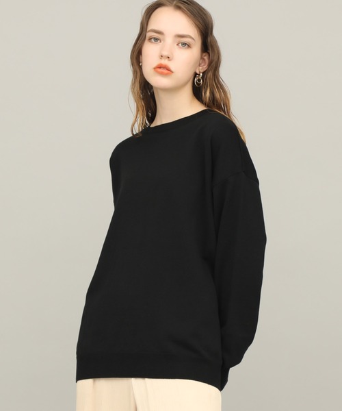 STUDIOUS(ステュディオス)の「【STUDIOUS】クルーネックハイゲージニット(ニット/セーター・レディース・ブラック/サックスブルー/ホワイト/イエロー・FREE)」の3枚目の写真