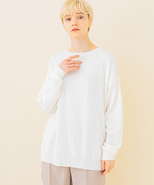 STUDIOUS(ステュディオス)の「【STUDIOUS】クルーネックハイゲージニット(ニット/セーター・レディース・ブラック/サックスブルー/ホワイト/イエロー・FREE)」の9枚目の写真