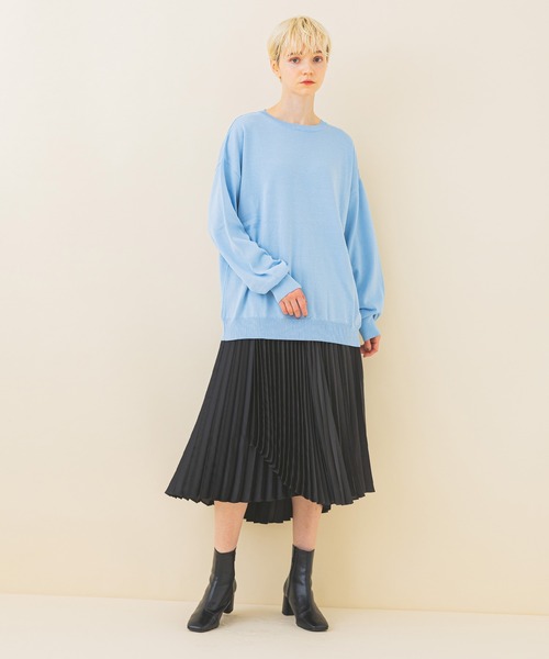 STUDIOUS(ステュディオス)の「【STUDIOUS】クルーネックハイゲージニット(ニット/セーター・レディース・ブラック/サックスブルー/ホワイト/イエロー・FREE)」の18枚目の写真