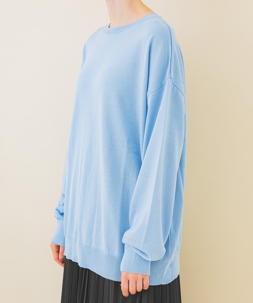 STUDIOUS(ステュディオス)の「【STUDIOUS】クルーネックハイゲージニット(ニット/セーター・レディース・ブラック/サックスブルー/ホワイト/イエロー・FREE)」の15枚目の写真