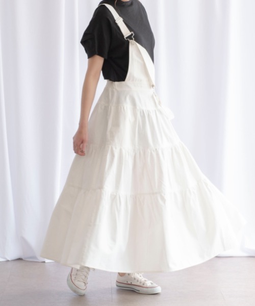 ABITOKYO（アビトーキョー）の「サロペット風ティアードワンピース（サロペット/オーバーオール・レディース・ホワイト/ブラック/カーキ/ベージュ/インディゴブルー・M/L）」の10枚目の写真