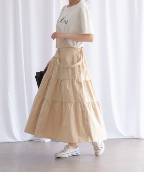 ABITOKYO（アビトーキョー）の「サロペット風ティアードワンピース（サロペット/オーバーオール・レディース・ホワイト/ブラック/カーキ/ベージュ/インディゴブルー・M/L）」の9枚目の写真
