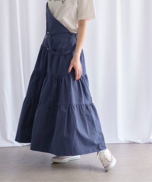 ABITOKYO（アビトーキョー）の「サロペット風ティアードワンピース（サロペット/オーバーオール・レディース・ホワイト/ブラック/カーキ/ベージュ/インディゴブルー・M/L）」の8枚目の写真