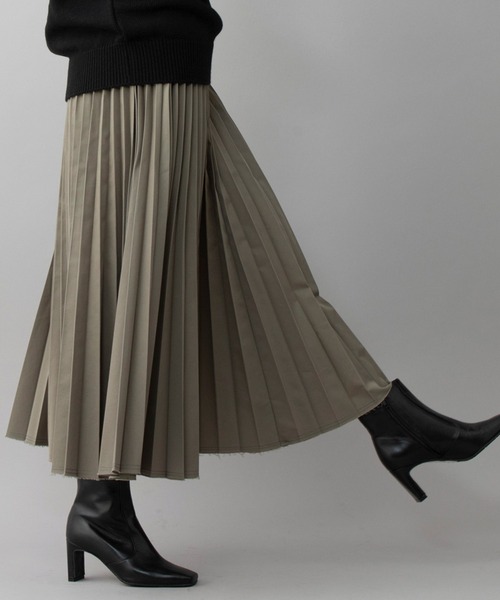 Munich（ミューニック）の「TCデニム&ツイルプリーツスカート（スカート・レディース・ベージュ/カーキ/ブルー・S）」の2枚目の写真