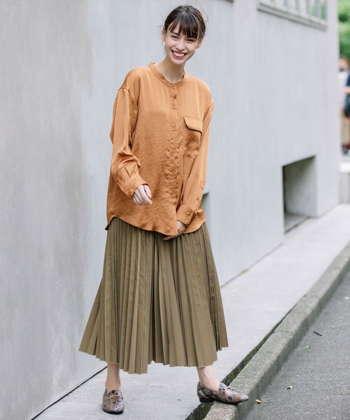 Munich（ミューニック）の「TCデニム&ツイルプリーツスカート（スカート・レディース・ベージュ/カーキ/ブルー・S）」の4枚目の写真