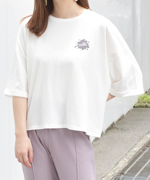 PairPair（ペアペア）の「アソートロールスリーブTシャツ（Tシャツ/カットソー・レディース・ホワイト/オフホワイト/スミクロ/ライトホワイト/アイボリー/ライトブルー・FREE）」の9枚目の写真