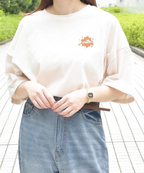 PairPair（ペアペア）の「アソートロールスリーブTシャツ（Tシャツ/カットソー・レディース・ホワイト/オフホワイト/スミクロ/ライトホワイト/アイボリー/ライトブルー・FREE）」の14枚目の写真