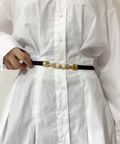 Burner（バーナー）の「【OKUOKU　0909】パール付きバックル　ゴム仕様　ベルト（ベルト・レディース・ダークブラウン/ブラック/ベージュ/ブラウン/レッド/ホワイト/ボルドー/グリーン/ネイビー/パープル/ダークグリーン・FREE）」の8枚目の写真