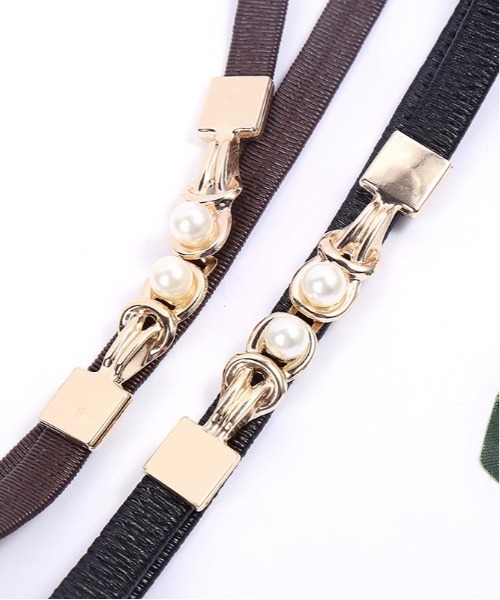 Burner（バーナー）の「【OKUOKU　0909】パール付きバックル　ゴム仕様　ベルト（ベルト・レディース・ダークブラウン/ブラック/ベージュ/ブラウン/レッド/ホワイト/ボルドー/グリーン/ネイビー/パープル/ダークグリーン・FREE）」の14枚目の写真