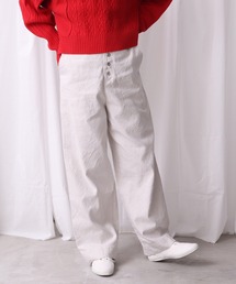 Linencotton交織ギャバ　太ストレートパンツ