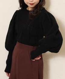 袖コンシャスニットトップス