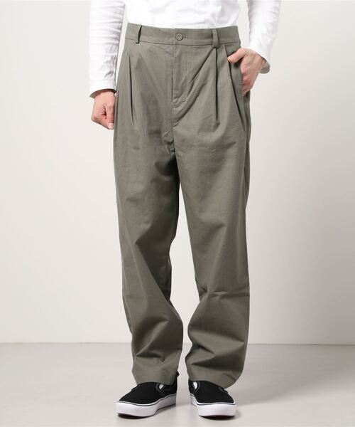 FRANK LEDER フランクリーダー タック入り ワイド スラックス パンツ 
