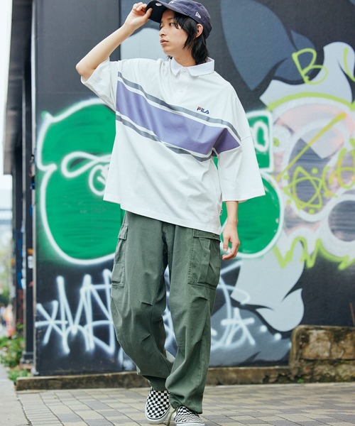 FILA（フィラ）の「FILA/フィラ　ビッグシルエットワンポイント刺繍半袖ラガーシャツ（ポロシャツ・メンズ・ホワイト系その他/ブラック系その他/ベージュ系その他/グリーン系その他/ブルー系その他/グリーン系その他2/ブルー系その他2・FREE）」の18枚目の写真