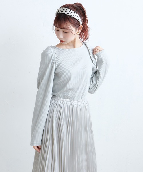 one after another NICE CLAUP(ワンアフターアナザーナイスクラップ)の「切替透けプリーツスカート(スカート・レディース・ベージュ/オフホワイト/サックスブルー・FREE)」の4枚目の写真