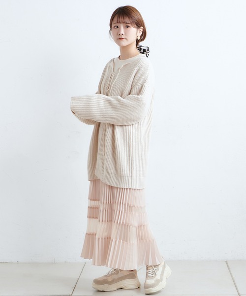 one after another NICE CLAUP(ワンアフターアナザーナイスクラップ)の「切替透けプリーツスカート(スカート・レディース・ベージュ/オフホワイト/サックスブルー・FREE)」の19枚目の写真