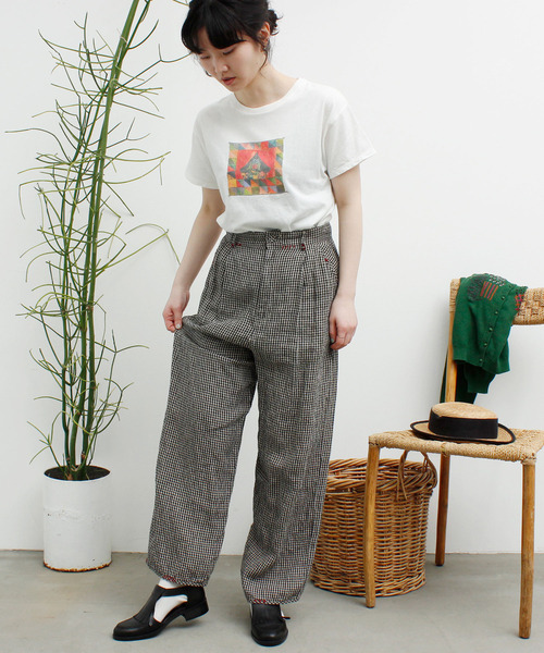 Savon アトリエドサボン のファッション その他パンツ 手仕事刺繍 ギンガムパンツ その他パンツ L Atelier Du Du