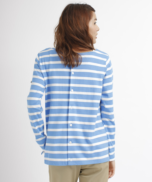 MILKFED.（ミルクフェド）の「STRIPE 2 WAY TOP　（トップス/カーディガン/2WAY/長袖/ボーダー）（Tシャツ/カットソー・レディース・ホワイト/アッシュ/ブルー・MEDIUM/SMALL）」の6枚目の写真