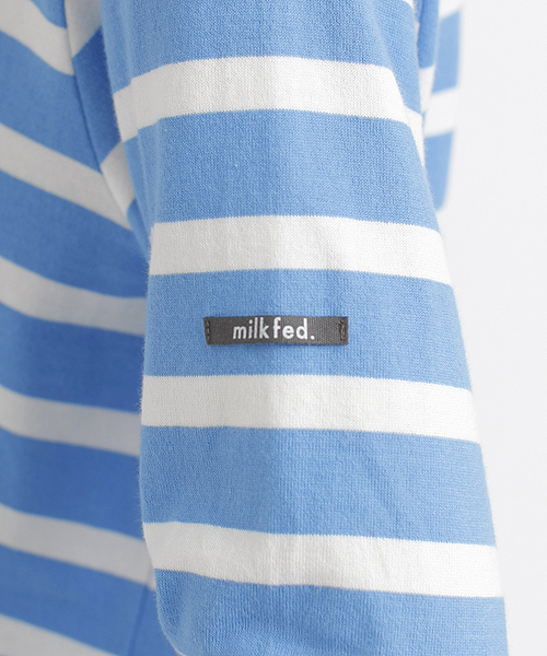 MILKFED.（ミルクフェド）の「STRIPE 2 WAY TOP　（トップス/カーディガン/2WAY/長袖/ボーダー）（Tシャツ/カットソー・レディース・ホワイト/アッシュ/ブルー・MEDIUM/SMALL）」の9枚目の写真