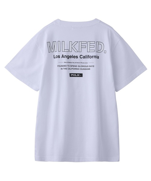 MILKFED.（ミルクフェド）の「S/S TEE EMBROIDERED BAR AND STENCIL/バックプリント 半袖Tシャツ（Tシャツ/カットソー・レディース・ライトパープル/ライトピンク/ベージュ/ネイビー/レッド/オフホワイト/グリーン/ホワイト/ライトブルー/ブラック・SMALL/MEDIUM）」の12枚目の写真