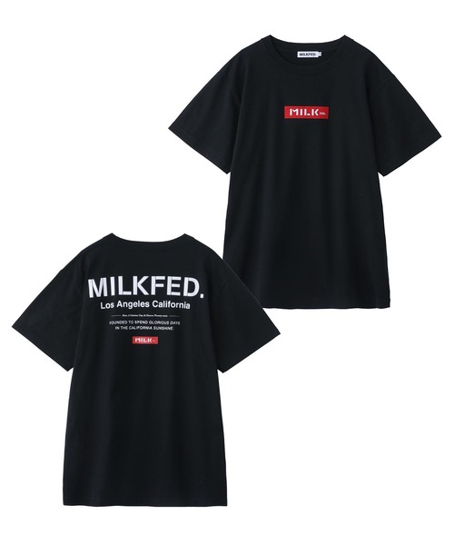 MILKFED.（ミルクフェド）の「S/S TEE EMBROIDERED BAR AND STENCIL/バックプリント 半袖Tシャツ（Tシャツ/カットソー・レディース・ライトパープル/ライトピンク/ベージュ/ネイビー/レッド/オフホワイト/グリーン/ホワイト/ライトブルー/ブラック・SMALL/MEDIUM）」の20枚目の写真