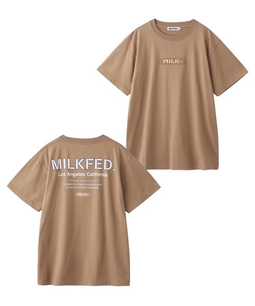 MILKFED.（ミルクフェド）の「S/S TEE EMBROIDERED BAR AND STENCIL/バックプリント 半袖Tシャツ（Tシャツ/カットソー・レディース・ライトパープル/ライトピンク/ベージュ/ネイビー/レッド/オフホワイト/グリーン/ホワイト/ライトブルー/ブラック・SMALL/MEDIUM）」の21枚目の写真