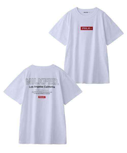 MILKFED.（ミルクフェド）の「S/S TEE EMBROIDERED BAR AND STENCIL/バックプリント 半袖Tシャツ（Tシャツ/カットソー・レディース・ライトパープル/ライトピンク/ベージュ/ネイビー/レッド/オフホワイト/グリーン/ホワイト/ライトブルー/ブラック・SMALL/MEDIUM）」の22枚目の写真
