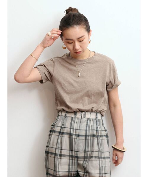 Ungrid(アングリッド)の「オーガニックコットンTee(Tシャツ/カットソー・レディース・ブラック/オフホワイト/モカ・FREE)」の3枚目の写真