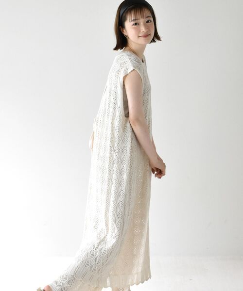 RETRO GIRL（レトロガール）の「スカシ編みロングベスト（ベスト・レディース・ブラック/オフホワイト/ライトベージュ・FREE）」の18枚目の写真