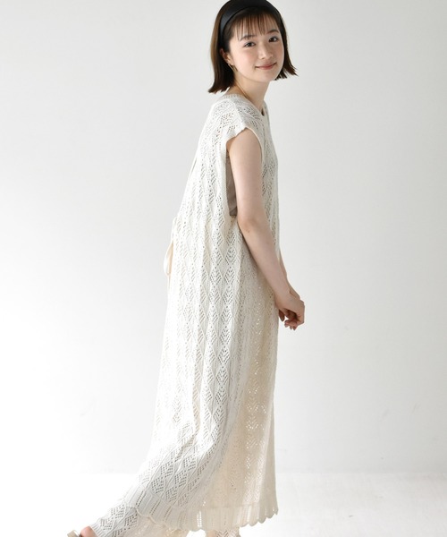 RETRO GIRL（レトロガール）の「スカシ編みロングベスト（ベスト・レディース・ブラック/オフホワイト/ライトベージュ・FREE）」の15枚目の写真