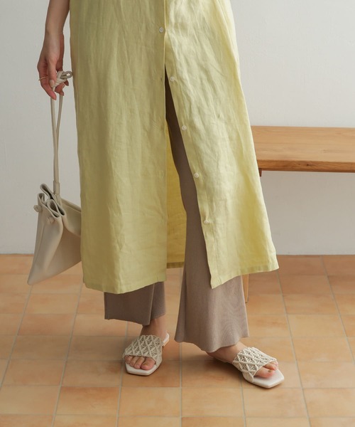 URBAN RESEARCH DOORS（アーバンリサーチドアーズ）の「テレコリブパンツ（その他パンツ・レディース・ベージュ/ブラック・ONE）」の5枚目の写真