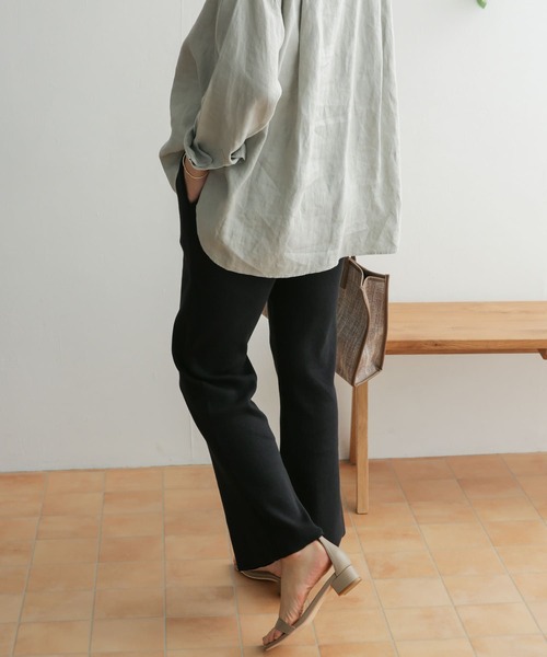 URBAN RESEARCH DOORS（アーバンリサーチドアーズ）の「テレコリブパンツ（その他パンツ・レディース・ベージュ/ブラック・ONE）」の20枚目の写真