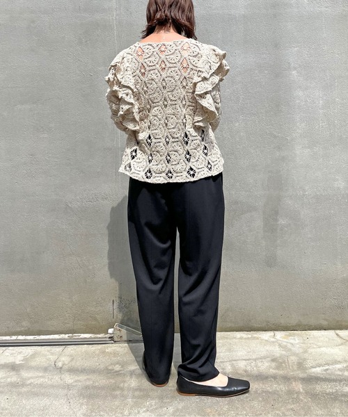 Omekashi（オメカシ）の「Onf(オンフ) カットジョーゼットサロペット（サロペット/オーバーオール・レディース・ブラック/ベージュ・36/38）」の4枚目の写真