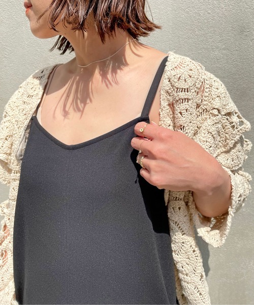 Omekashi（オメカシ）の「Onf(オンフ) カットジョーゼットサロペット（サロペット/オーバーオール・レディース・ブラック/ベージュ・36/38）」の5枚目の写真